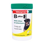 Vetzyme B Plus E Dog Vitamins and Supplements (200 Tablets) - With Zinc and Selenium, Supports Muscle Tone and Good Health