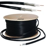 100M RG6 Twin Coaxial Shotgun Cable - Aerial Satellite Dish LNB - Sky+/HD Freesat - Loops