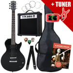 Pack Guitare Electrique LP-Style Amplificateur Accordeur Sac Cable Sangle Noir