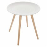 Table d'Appoint Ronde Relief Pied en Pin 49x42 cm Silumen