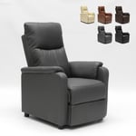 Fauteuil relax inclinable avec repose-pieds en similicuir Giulia Couleur: Gris