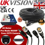 BNC DC CCTV CABLE 4K VIDEO CAMERA DVR POWER RG59 EXTENSION LEAD 20M UKvision