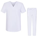 Misemiya - Ensemble Uniformes Unisexe Blouse - Uniforme Médical avec Haut et Pantalon - Ref.6801-6802 - Medium, Blanc 68