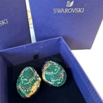 SWAROVSKI Earrings The Elements Green Large clip Gold Tone 5568265