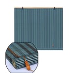 Bamboo Roller Blind/Vertical Blackout Blinds With Side Pull For Windows And Doors,Sunshade,Size :53.1 In X 68.9 In,Wooden Roller Blinds,Blue