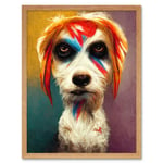 Aladdin Sane Ziggy Stardust Terrier Dog Fun Quirky Painting Art Print Framed Poster Wall Decor 12x16 inch