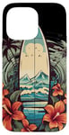 Coque pour iPhone 14 Pro Max Planche de surf vintage motif hibiscus plage palmiers