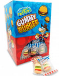 100 stk Crazy Candy Factory Gummy Burger - Vingummi Mini Burger - Hel Eske