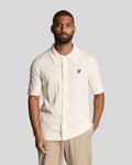 Lyle & Scott Mens Textured Stripe Knit Polo Shirt in Chalk - Off-White - Size Medium