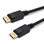 PremiumCord Kport5-02 Câble DisplayPort 1.3/1.4 M/M 2 m, DisplayPort vers DisplayPort, 32,4 Gbps, vidéo 8K @ 30Hz, 5K @ 60Hz, 4K@120Hz 2160p, HDCP 2.2, connecteurs plaqués Or, Noir, kport5-02