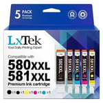 LxTek PGI-580 CLI-581 XXL Compatible Cartouches pour Canon 580 581 pour Canon Pixma TS8250 TS8151 TS8150 TS6150 TS6151 TS6250 TS6251 TS6350 TR8550 TR7550 TS8151 TS9150 TS6350a TS9550 TS9551C(5-Pack)