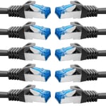 cable ethernet 10 pièces - 1m CAT 7 cable rj45 LAN câble internet gigabit CAT7 Câble réseau noir