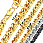 Bandmax Chaîne Plaquée Or Longue 61cm Collier Homme Cuban Maille Grosse 10mm Rapper Chain