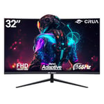 CRUA 32 Inch Gaming Monitor FHD (1920 X 1080), Curved Computer Monitor 165Hz, Desktop PC Monitor VA Screen, Low Motion Blur, Eye Care, VESA, DisplayPort, HDMI