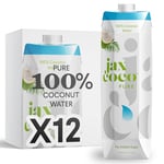 Jax Coco | 100% Pure Coconut Water | No Added Sugar, Low Calorie | Convenient and Sustainable Packaging | Fresh from the Philippines | 12 x 1L Cartons