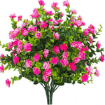 Fake Plastic Flowers Artificial Flowers Fake Outdoor Anti-UV Plants Faux Plastic Greenery Shrubs Indoor Outside Hanging Planter Home Kitchen Office Wedding Garden Decor (Pink)