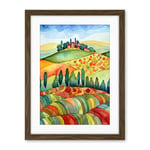 Artery8 Landscape Of Tuscany House On The Hill Folk Art Artwork Framed Wall Art Print 18X24 Inch