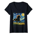 Womens Hanoverian Starry Night Hanoverian Horse V-Neck T-Shirt