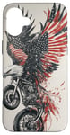 Coque pour iPhone 16 Plus Fierce Eagle Roue Moto Biker Patriotisme