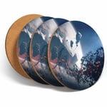 4 Set - Alien Planet Space Meteor Coasters - Kitchen Drinks Coaster Gift #14034