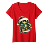 Womens Holy Bible Christian Religious Christmas Hat Xmas V-Neck T-Shirt