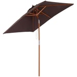 Wooden Patio Umbrella Market Parasol Outdoor Sunshade 6 Ribs