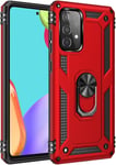 Compatible Avec Coque Samsung Galaxy A52s 5g Avec Aimant Anneau Support, 360°Double Couche Renforcée Défense Bumper Antichoc Armure Housse Etui Avec Protection Écran-Rouge