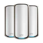 NETGEAR Orbi Quad-band WiFi 7 Mesh System (RBE973S), WiFi 7 Router Plus 2 Satellite Extenders, Coverage up to 10,000 sq. ft. & 200 Devices, 10 Gbit Internet Port, BE27000 802.11be (up to 27Gbps)