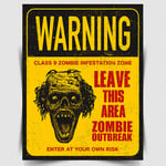 WARNING ZOMBIE CLASS 9 INFESTATION METAL WALL SIGN/PLAQUE Retro/Vintage poster 