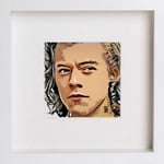 Lumartos, Home Décor - Wall Art - Hanging Photo Frames - Print of Harry Styles - Contemporary White Frame 23x23cm 85 – Suitable Everywhere – High Quality Frame