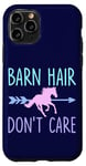 Coque pour iPhone 11 Pro Équitation Barn Hair Don't Care Funny Equestrian Rider