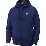 NIKE Men's M Nsw Club Hoodie Fz Bb Sweatshirt, Midnight Navy/Midnight Navy/(White), 4XL UK