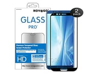 NOVAGO Compatible Huawei Honor View 10- Pack de 2 Films écran Verre trempé résistant Couvre Tout écran 0.26mm 9H (Noir)