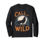 Call of the Wild Howling Wolf Under Full Moon Long Sleeve T-Shirt