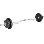 TecTake 402582 Accessoire d'Entraînement, 1 Haltère Longue et 6 Poids, Haltère de Musculation, Barre de Curl en Acier 4 x 2,5 kg + 2 x 5 kg