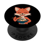 Happy Fox with Ramen Kawaii Food Design PopSockets Adhesive PopGrip