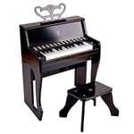 Hape Piano Électronique Noir avec Apprentissage Interactif - Piano en Bois 25 Touches, Pupitre et Tabouret en Bois Inclus, Jouet Enfant 3 Ans - Instrument de Musique, Jouet Éducatif Fille et Garçon