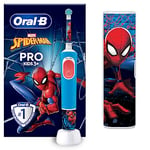 Oral-B Pro Kids Brosse à Dents Électrique Enfant, Spider-Man Marvel, Brossette Ronde Pour Petites Bouches Et Douce Pour Des Gencives Sensibles, 1 Chargeur, 1 Étui De Voyage, 1 Embout, 3 Ans Et Plus