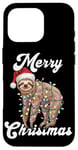 Coque pour iPhone 16 Pro Paresseux Père Noël Merry Christmas Eve Party Christmas Lights