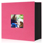 Lanpn Album Photo 10x15 600 Pochette, Grand Format Lin Tissu Album pour Horizontal Vertical Photos (Rouge)