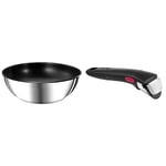 Tefal Ingenio Preference Poêle wok 26 cm, Empilable, Acier inoxydable, Revêtement antiadhésif sûr, Induction & Ingenio Poignée amovible noire, Empilable, Amovible, Verrouillage sécurité