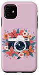 Coque pour iPhone 11 Appareil photo floral mignon photographe amateur de photographie