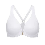 DELIMIRA Soutien Gorge Fermeture Devant Grande Taille avec Armature Decollete Plongeant Dos Nageur Non Rembourré Blanc 105C