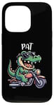 Coque pour iPhone 13 Pro Pat Funny Alligator Moto Design pour garçon Nom Pat