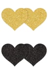 Pretty Pasties Glitter Hearts Black Gold 2 Pair