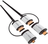 OMEGA HDMI-kaapeli V.1.4 MUSTA 1,5 m + sovitin miniHDMI ja microHDMI