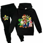 Super Mario Hoodie Top Byxor Set Barn Pojkar Flickor Sportkläder Jogging Overaller_a Svart 2 120 (5-6 år) Svart 2 120 (5-6 år)