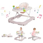 Leogreen Trotteur pour bébé 3 en 1 avec plateau d'activités musical amovible, Trotteur bébé facilement pliable, babywalker à vitesse réglable, hauteur réglable, De 6 à 18 mois