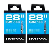 Impac 2pk Cycle Tubes 28" SLIM Presta Valve - 28x1.10, 28x1.20, 28x1.25, 27x1 1/4, 700x28c, 700x30c, 700x32c, 28-622, 30-622, 32-622, 28-630, 32-630, 700c