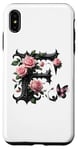 Coque pour iPhone XS Max Letter F Initial Floral Monogram Rose Pink Flower Butterfly